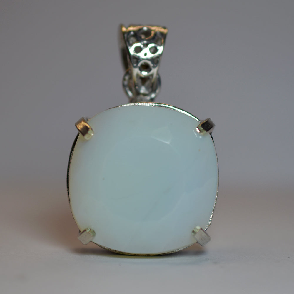 Certified Square Cushion 57.75 Ct 925 Sterling Silver Opal Gems Pendant