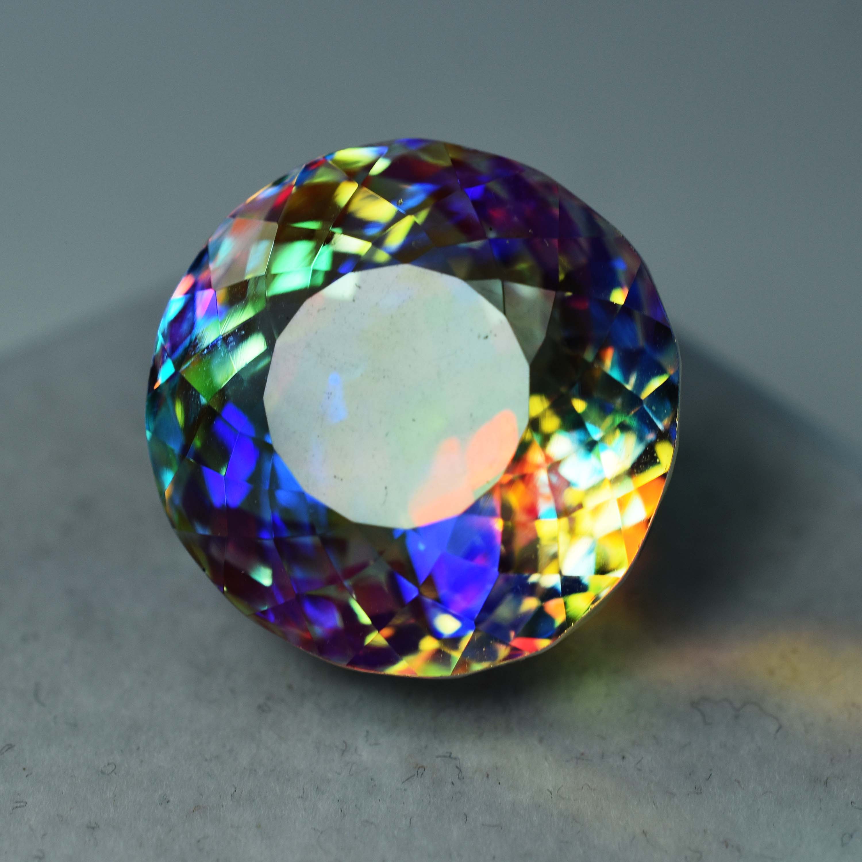 Lab Created Topaz Round Cut A++ Rainbow Mystic 70.20 Ct CERTIFIED Loose Gemstone