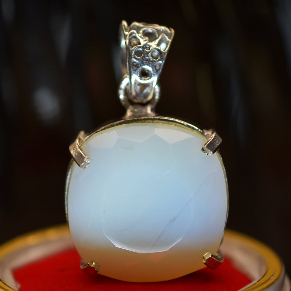 Certified Square Cushion 57.75 Ct 925 Sterling Silver Opal Gems Pendant