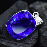 105.60 Ct Natural Brazilian Cushion Cut Tanzanite Pendant 925 Silver Gemstone