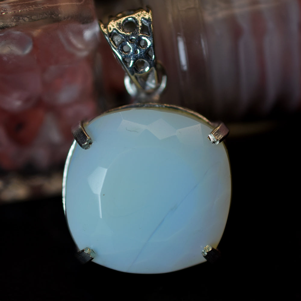 Certified Square Cushion 57.75 Ct 925 Sterling Silver Opal Gems Pendant