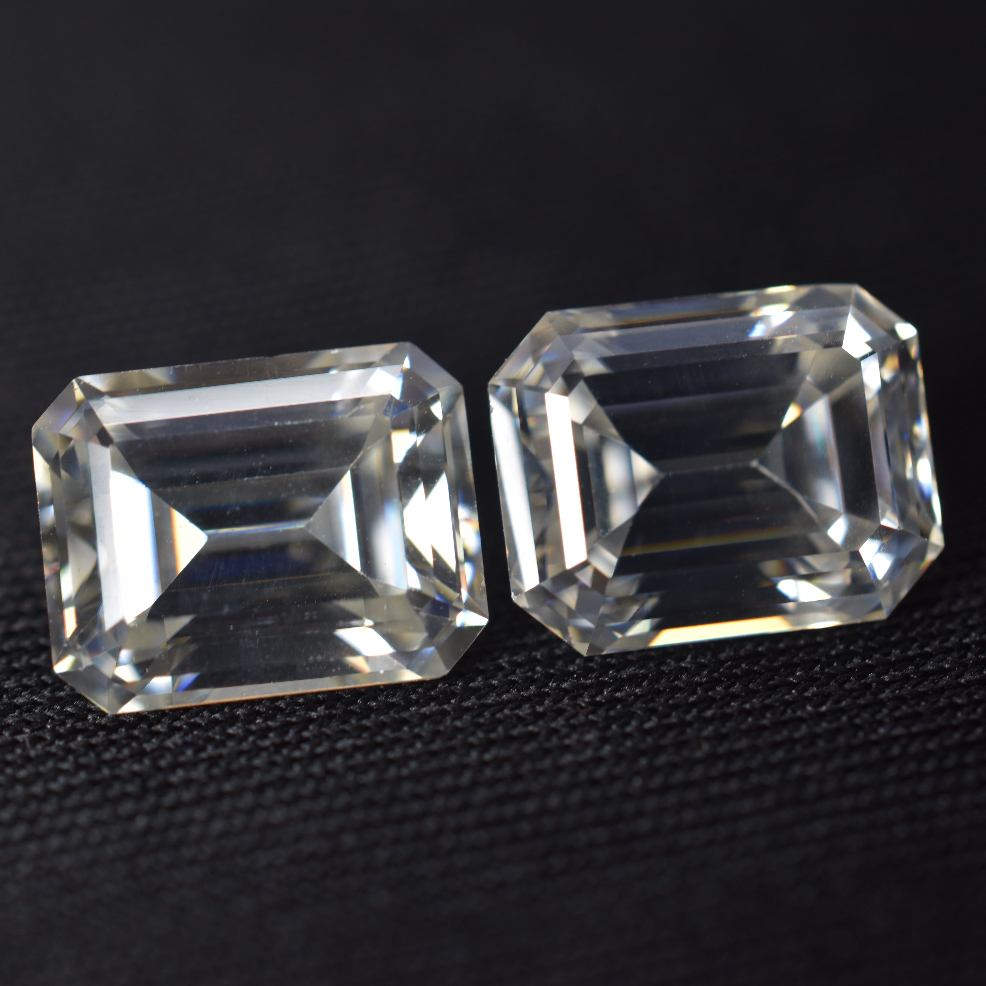 Pair Moissanite Emerald Cut CERTIFIED Loose Gemstone 12.8 Ct VVS1 D Color 2 Pcs