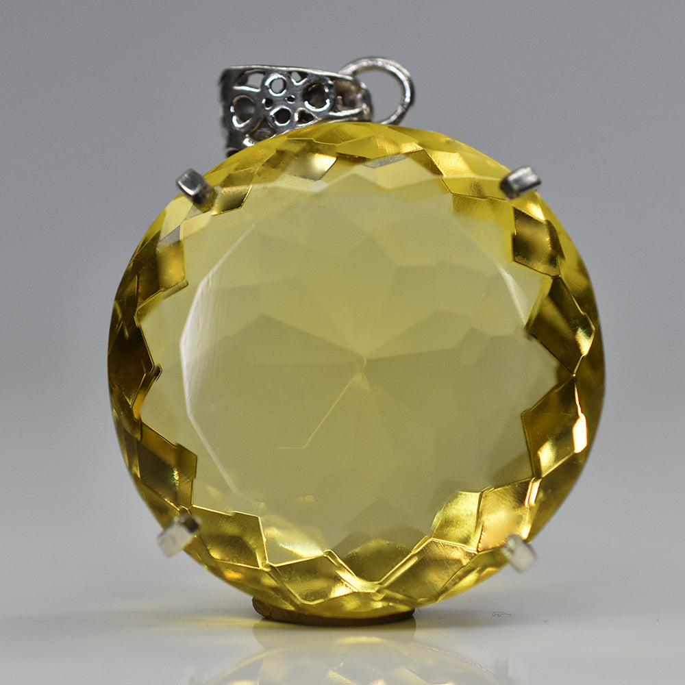 Lab Created 925 Sterling Silver Pendant 124 Ct Yellow Sapphire Rare Gemstone