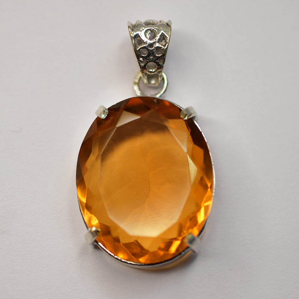 Certified Natural Orange Pendant Topaz 925 Sterling Silver Oval Cut 51 Ct Gems