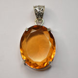 Certified Natural Orange Pendant Topaz 925 Sterling Silver Oval Cut 51 Ct Gems