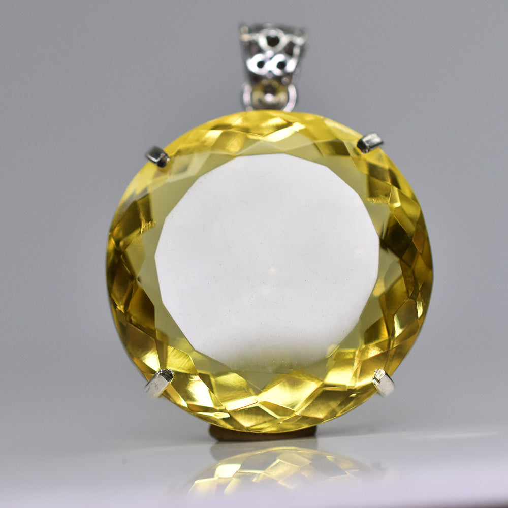 Lab Created 925 Sterling Silver Pendant 124 Ct Yellow Sapphire Rare Gemstone