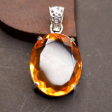 Certified Natural Orange Pendant Topaz 925 Sterling Silver Oval Cut 51 Ct Gems
