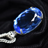 Lab Created 141.45 Ct Blue Sapphire Oval 925 Sterling Silver Flawless Pendant