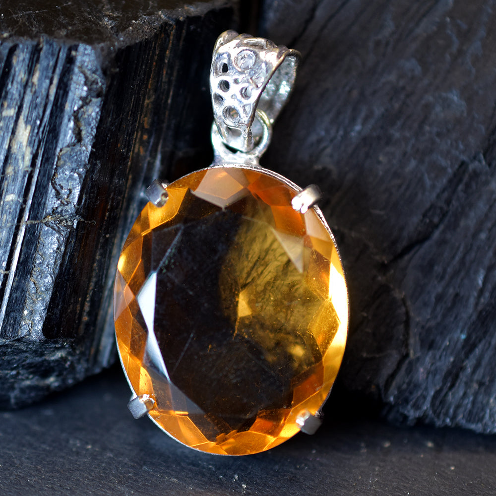 Certified Natural Orange Pendant Topaz 925 Sterling Silver Oval Cut 51 Ct Gems