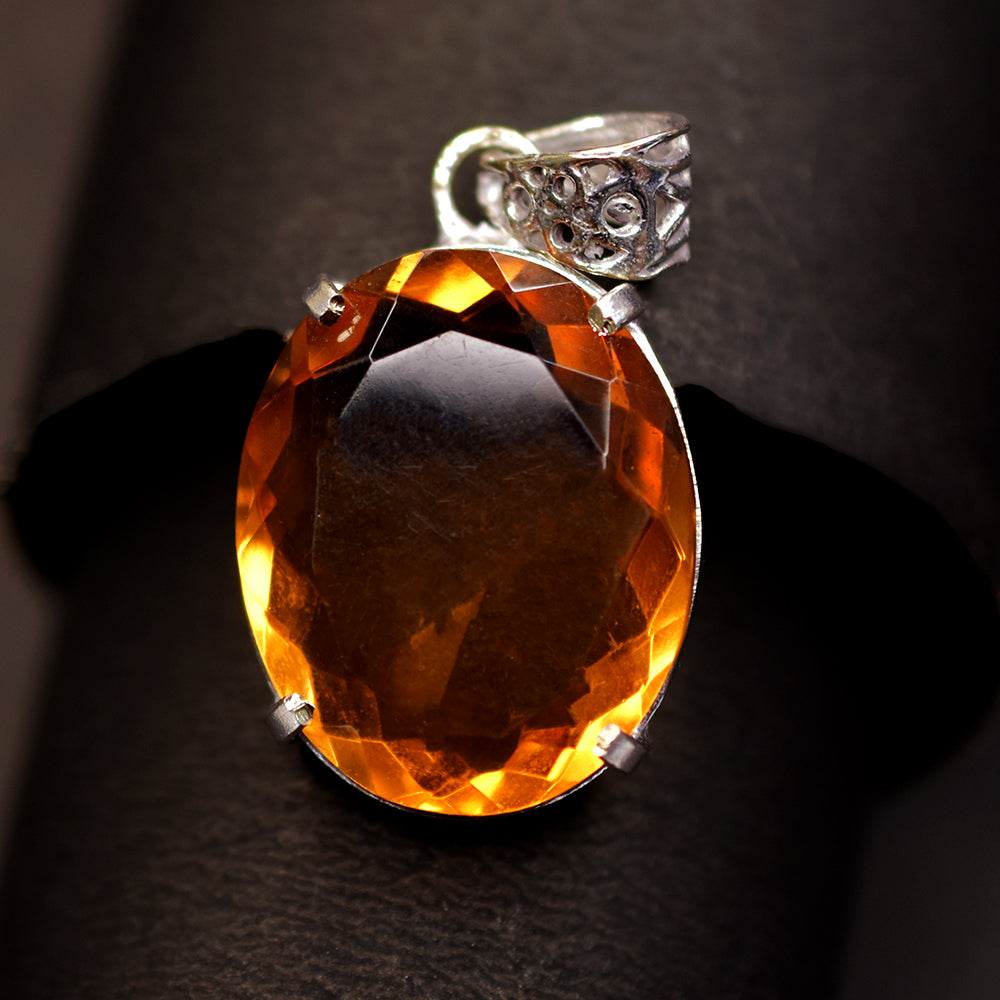 Certified Natural Orange Pendant Topaz 925 Sterling Silver Oval Cut 51 Ct Gems