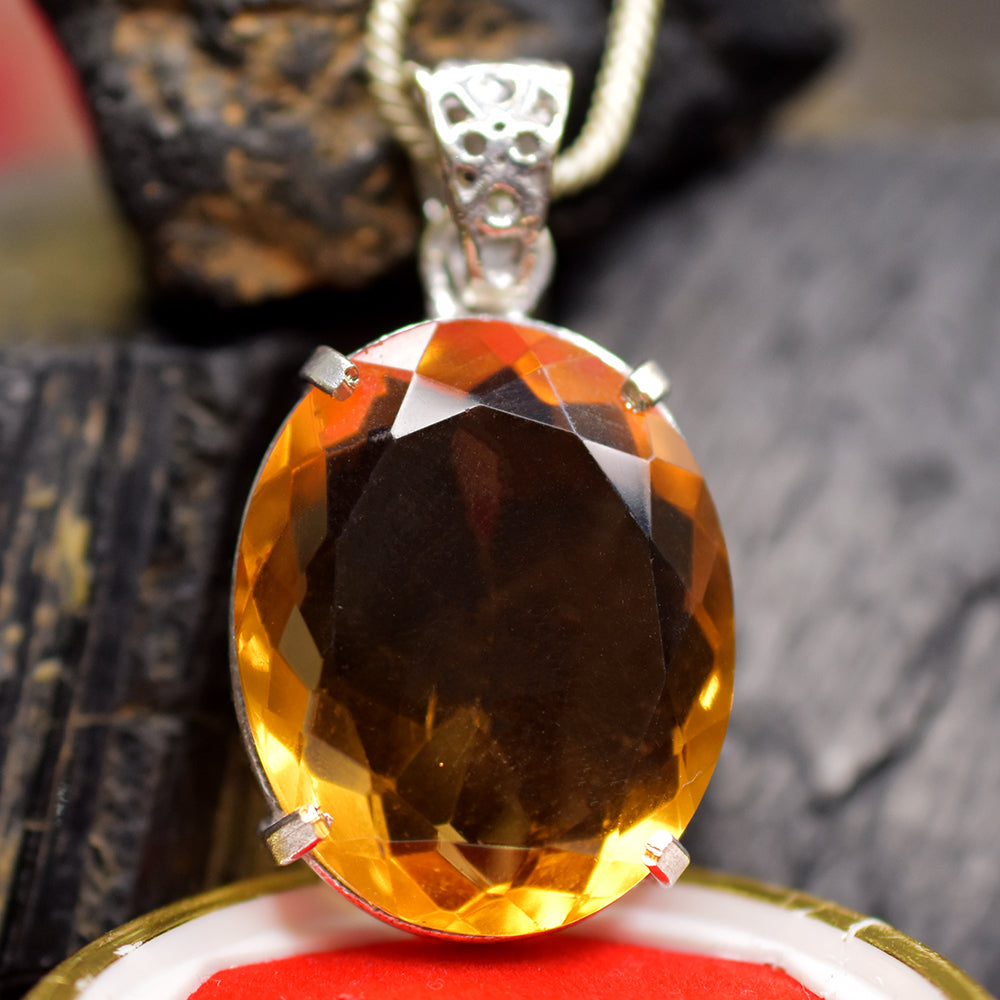 Certified Natural Orange Pendant Topaz 925 Sterling Silver Oval Cut 51 Ct Gems