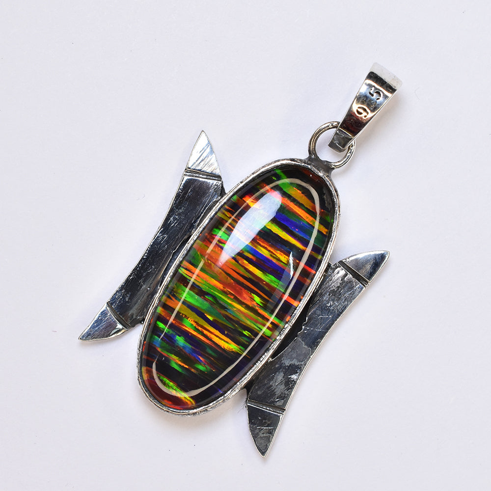 Brazilian Natural Opal 35 Ct 925 Sterling Silver CERTIFIED Oval Gems Pendant