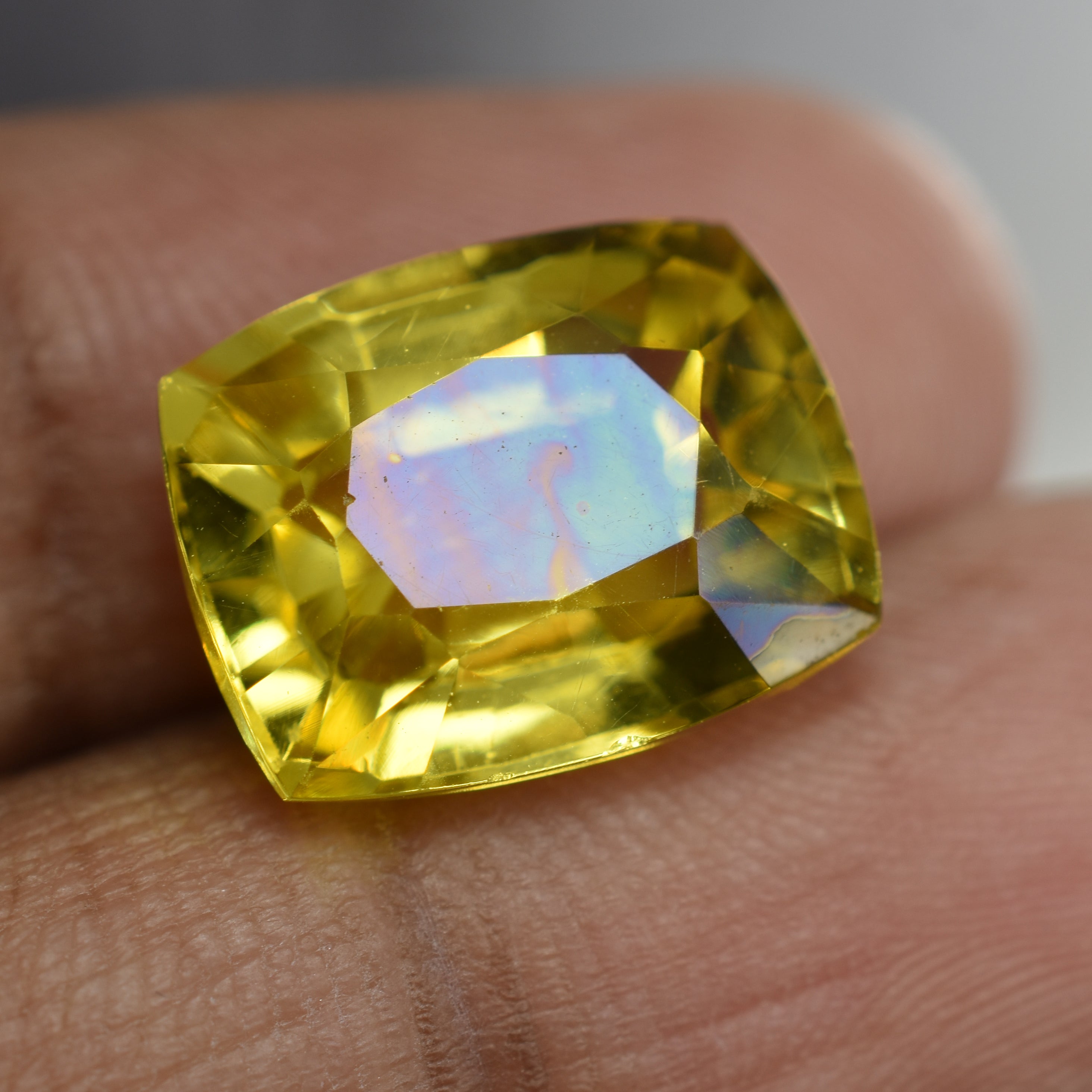 Natural Yellow Ceylon Sapphire CERTIFIED 12.30 Carat Cushion Cut Loose Gemstone