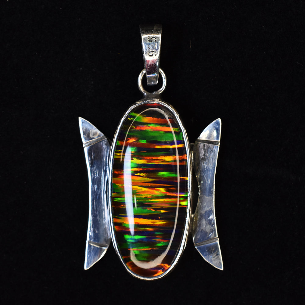 Brazilian Natural Opal 35 Ct 925 Sterling Silver CERTIFIED Oval Gems Pendant