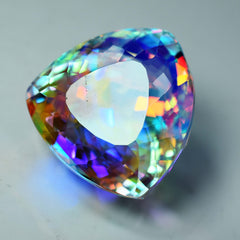 54 Ct Rainbow Lab Created Mystic Topaz Trillion Cut CERTIFIED Loose Gemstone