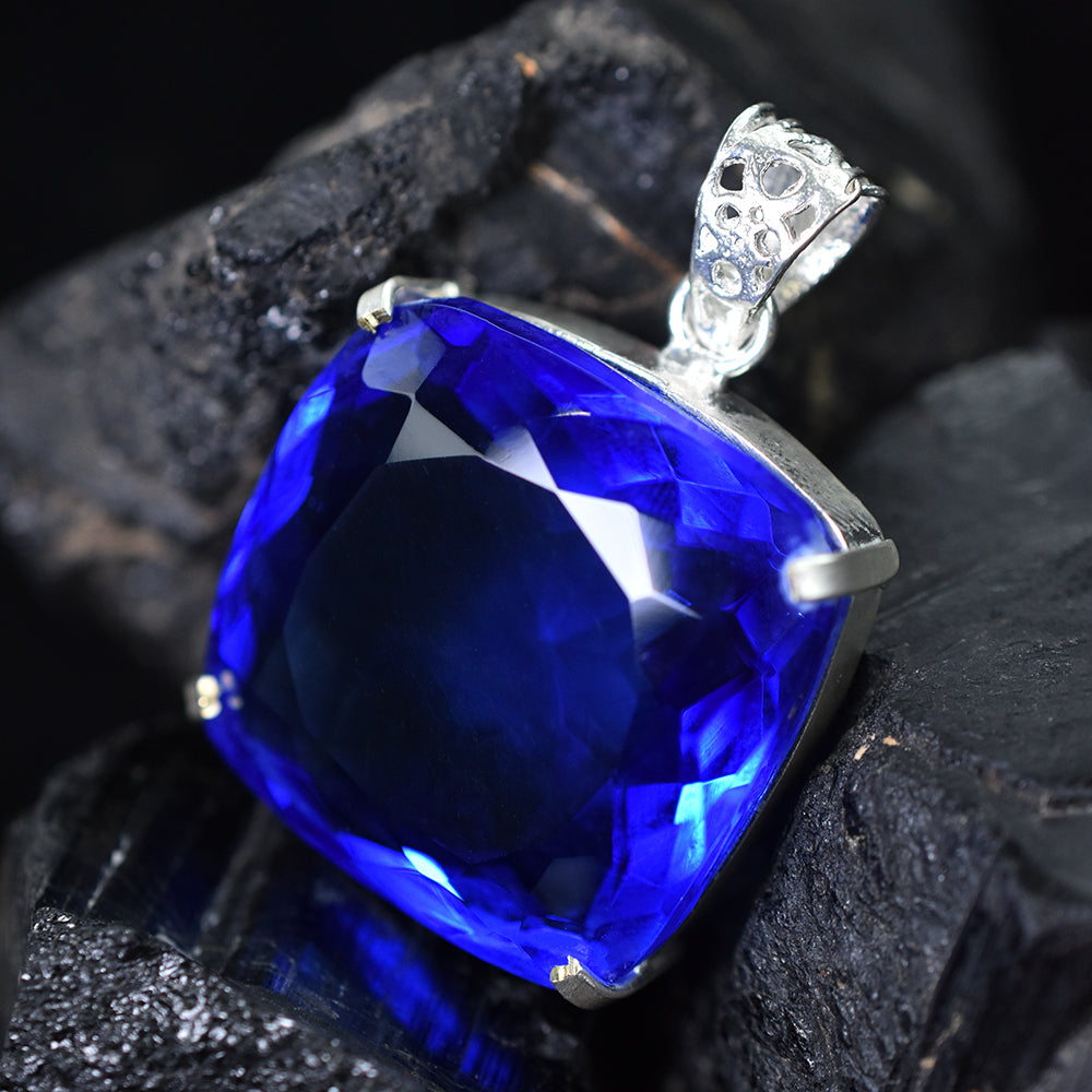 Brazilian Topaz 94.25 Ct CERTIFIED 925 Sterling Silver Cushion Gemstone Pendant