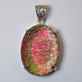 Lab Created Monarch 77.85Ct 925 Sterling Silver Opal Gemstone Pendant Certified