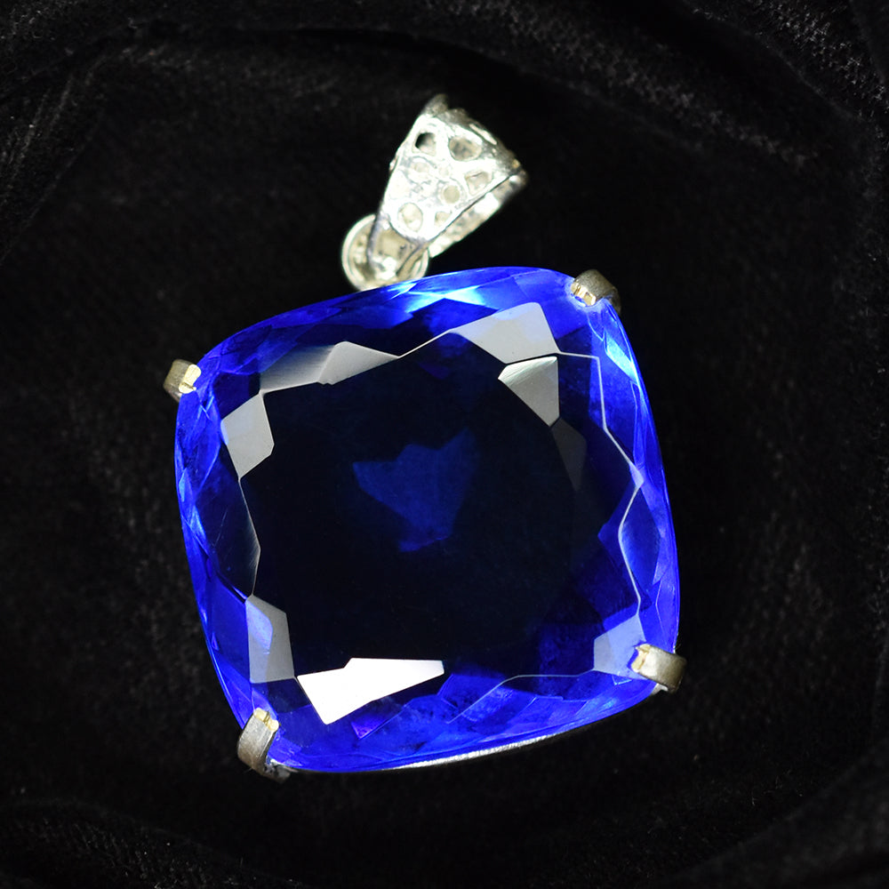 Brazilian Topaz 94.25 Ct CERTIFIED 925 Sterling Silver Cushion Gemstone Pendant