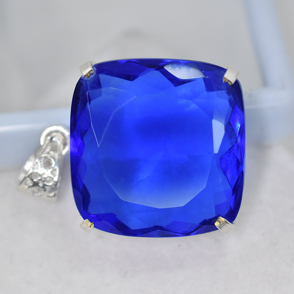 Brazilian Topaz 94.25 Ct CERTIFIED 925 Sterling Silver Cushion Gemstone Pendant