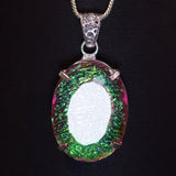 Lab Created Monarch 77.85Ct 925 Sterling Silver Opal Gemstone Pendant Certified