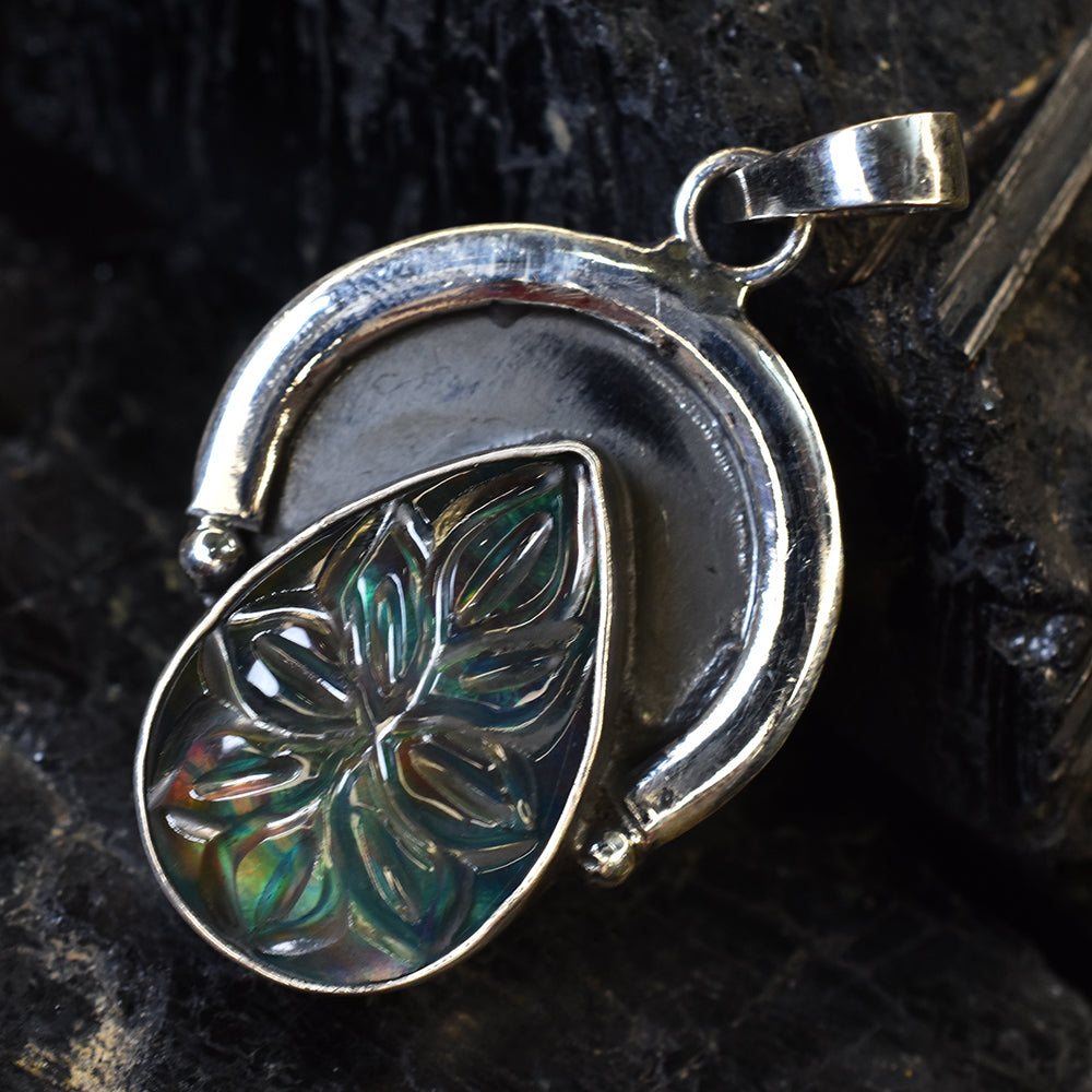 44 Ct Pear 925 Sterling Silver Natural CERTIFIED Opal Gemstone Pendant Free Gift