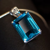 CERTIFIED Blue Sapphire Pendant 925 Sterling Silver Natural Emerald stone 58 Ct