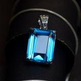 CERTIFIED Blue Sapphire Pendant 925 Sterling Silver Natural Emerald stone 58 Ct