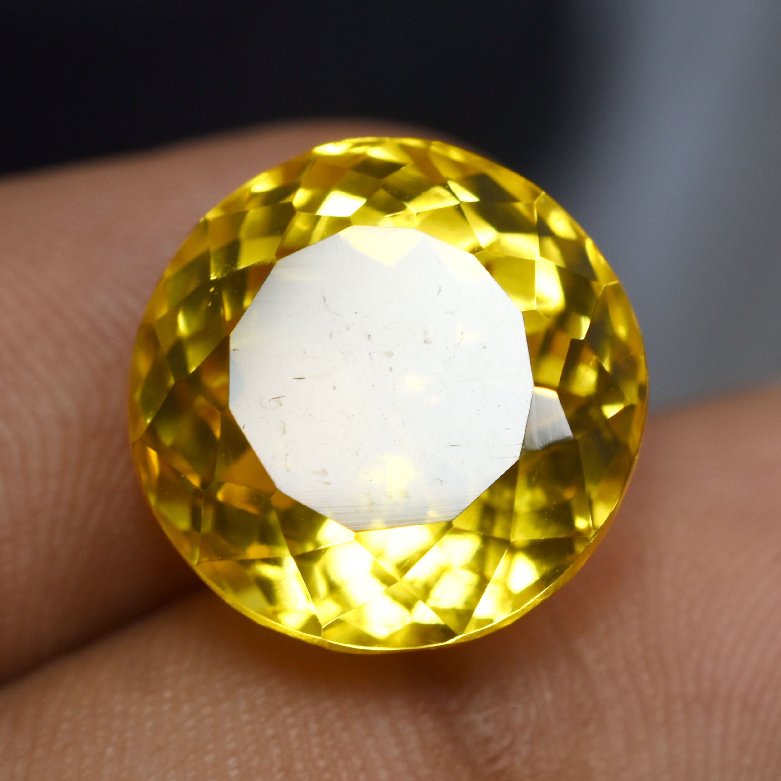 Round Cut Wonderful 15.15 Ct Natural Yellow Tourmaline Loose Gemstone CERTIFIED