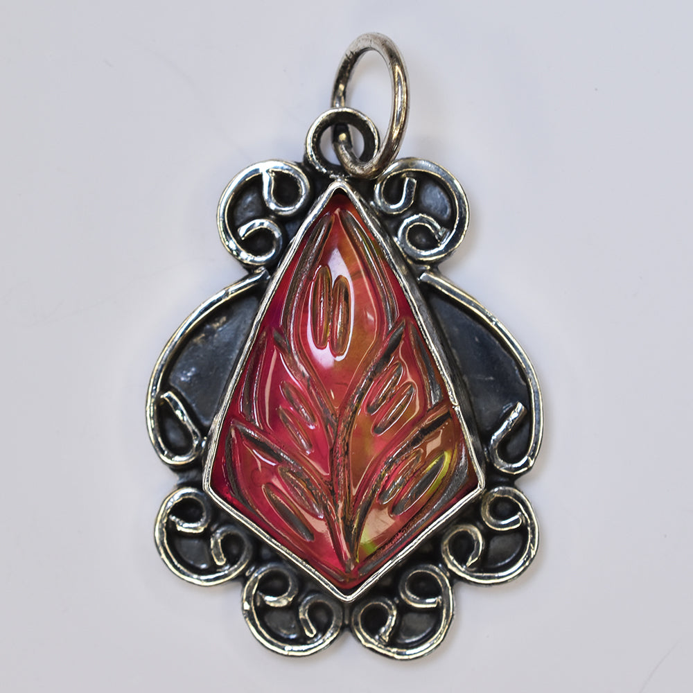 Certified Natural 46 Ct 925 Sterling Silver Opal Gemstone Fancy Pendant