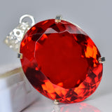 925 Starling Silver Pendant 101 Ct Natural Red Topaz Oval Cut Certified Stone