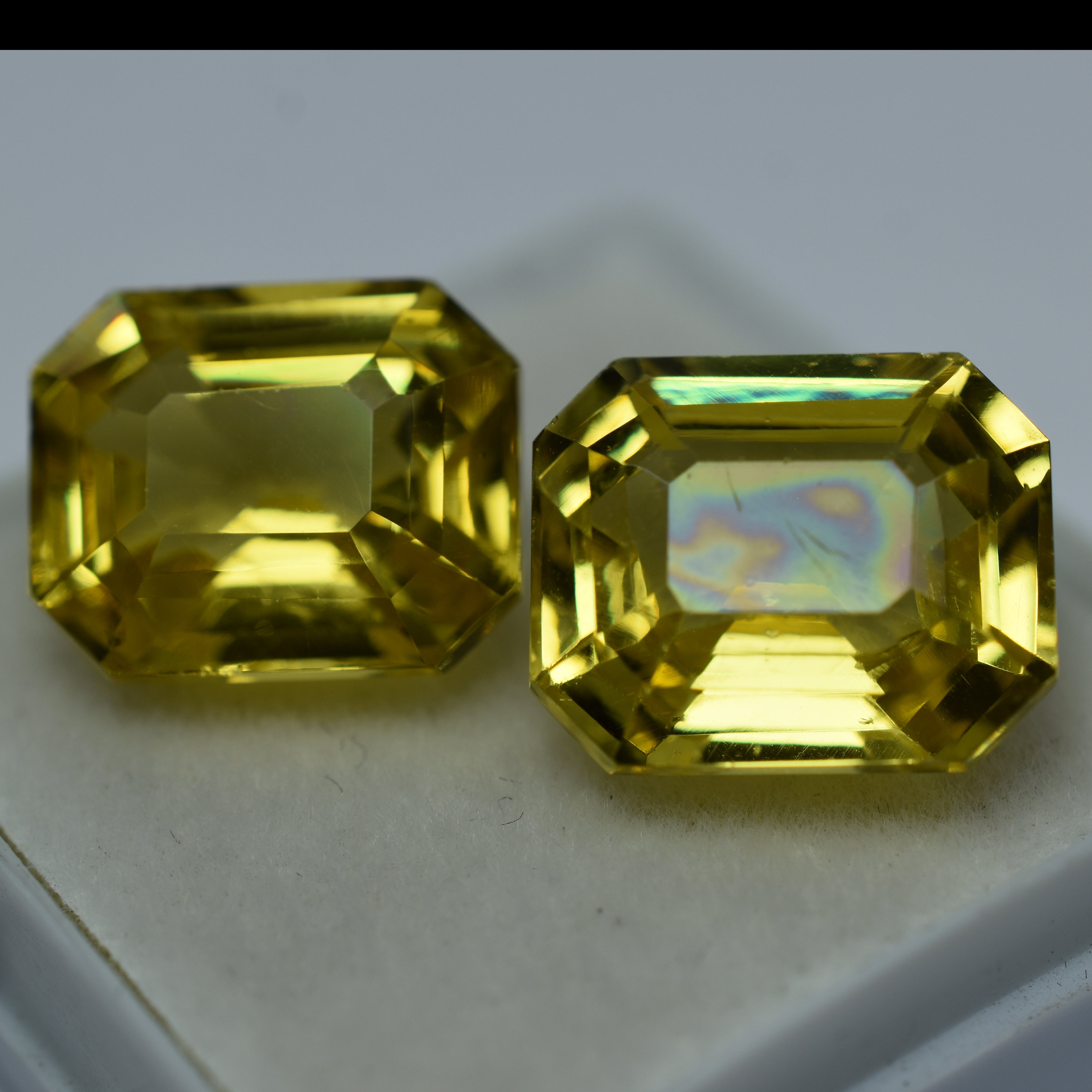 Emerald Cut Natural Sapphire Pair 19.21 Ct CERTIFIED Yellow Loose Gemstone