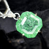 925 Starling Silver CERTIFIED 49Ct Natural Green Emerald Square Pendant For Gift