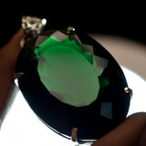 Lab Created Certified 195Ct Green Emerald 925 Sterling Silver Oval Gems Pendant