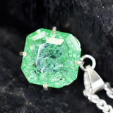 925 Starling Silver CERTIFIED 49Ct Natural Green Emerald Square Pendant For Gift