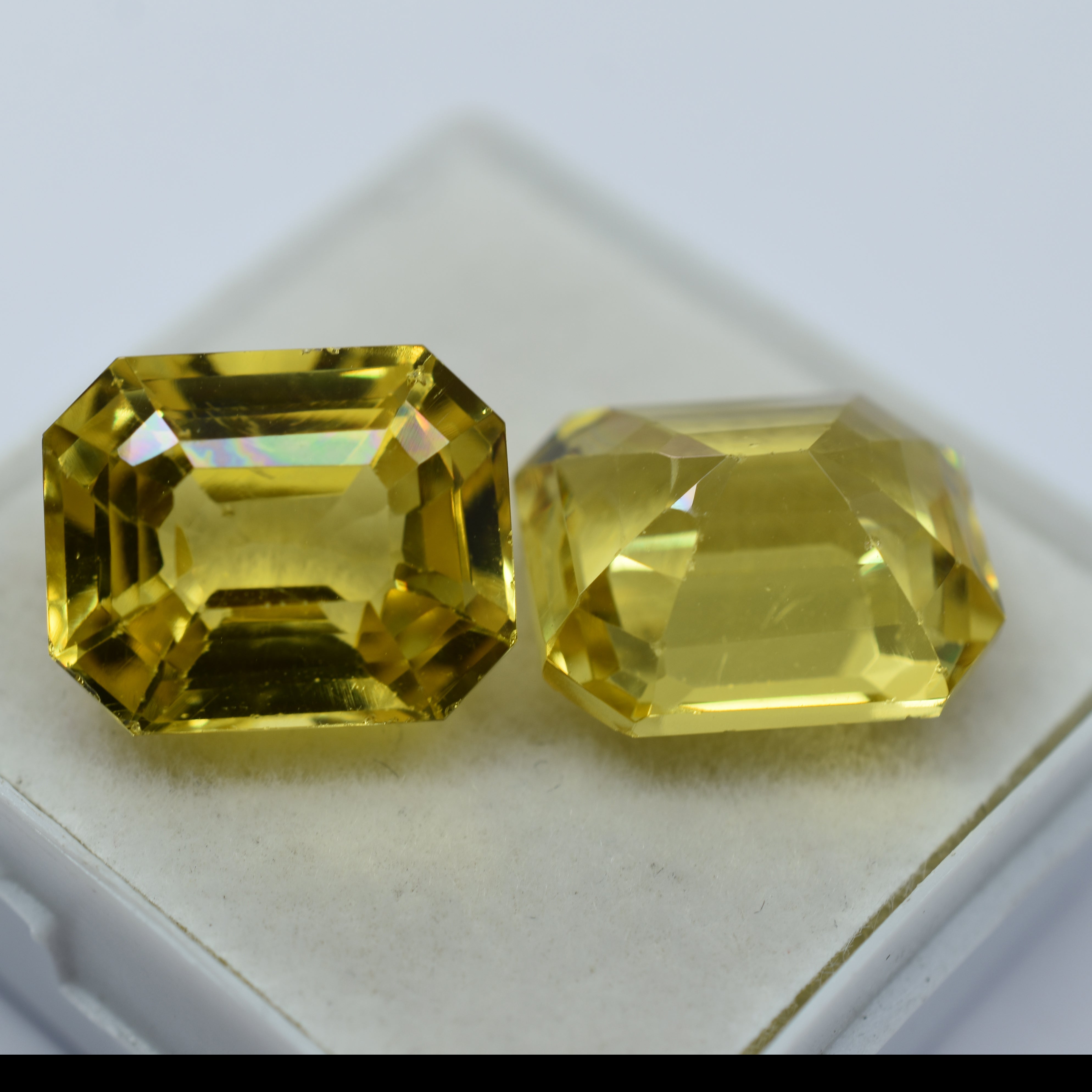 Emerald Cut Natural Sapphire Pair 19.21 Ct CERTIFIED Yellow Loose Gemstone