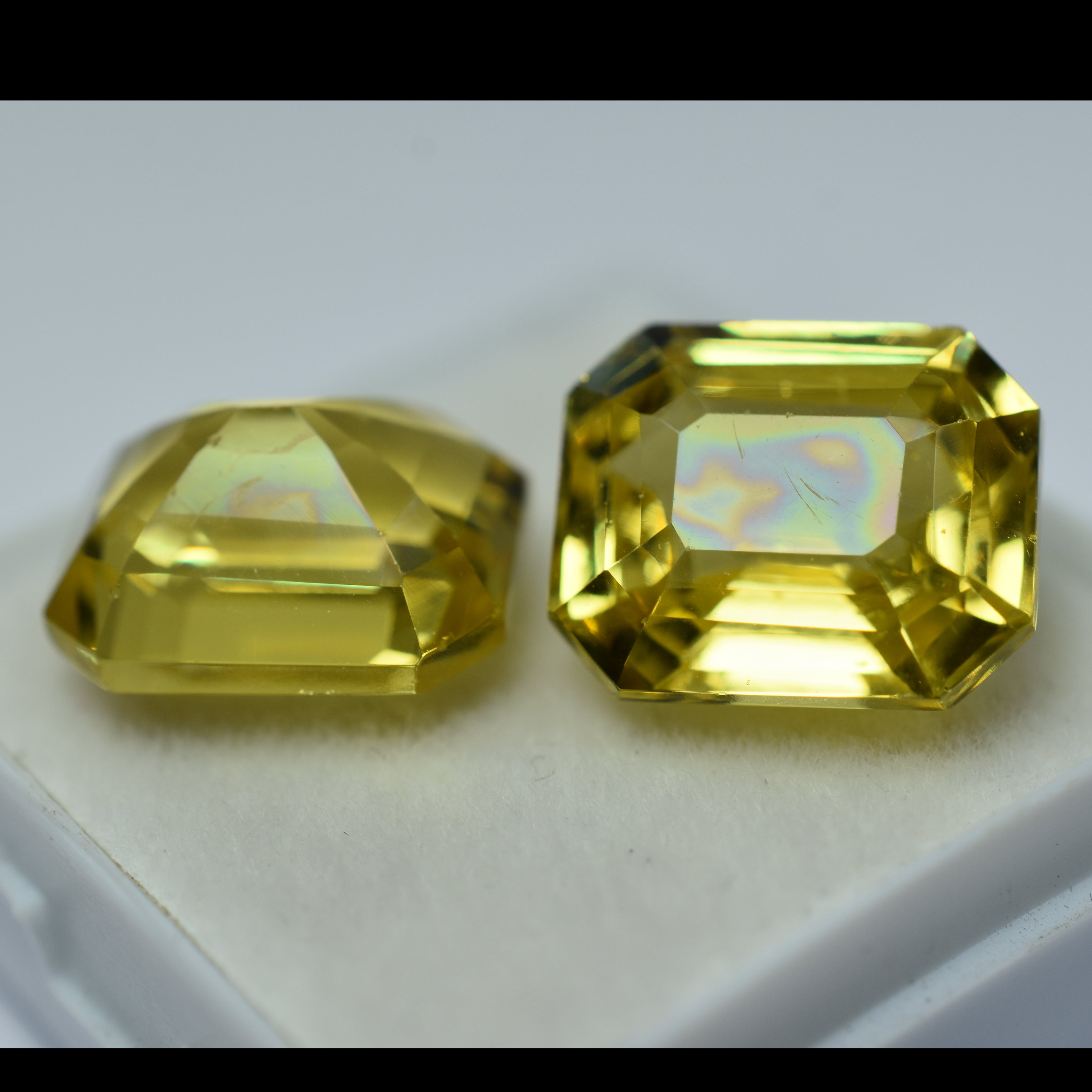 Emerald Cut Natural Sapphire Pair 19.21 Ct CERTIFIED Yellow Loose Gemstone