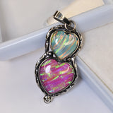 Certified Natural 41 Ct 925 Sterling Silver Opal Gemstone Fancy Heart Pendant