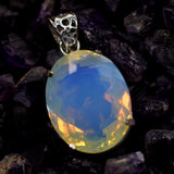 925 Sterling Silver Pendant Oval Cut 73.65 Ct Lab-Created Opal Gems Lab-Created