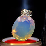 925 Sterling Silver Pendant Oval Cut 73.65 Ct Lab-Created Opal Gems Lab-Created