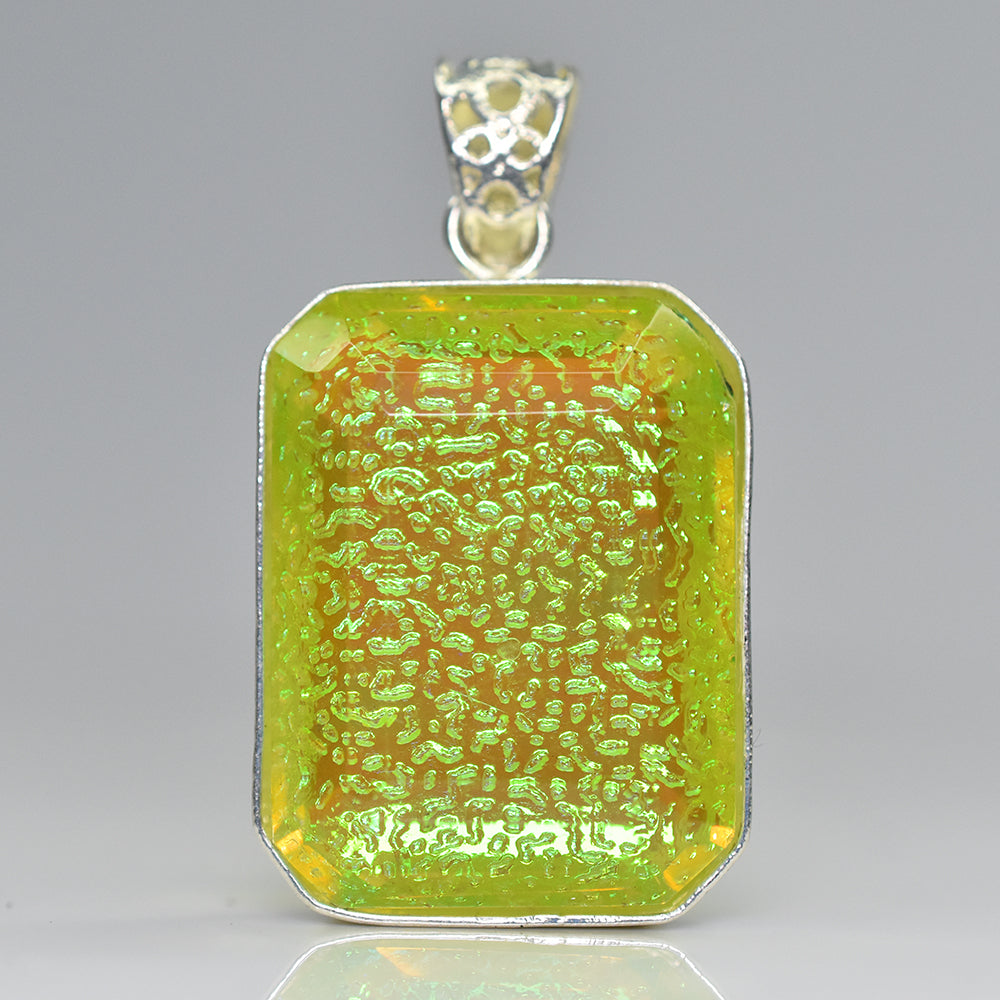 Candian Certified 92 Ct Lab Created Ammolite 925 Sterling Silver Pendant Gems