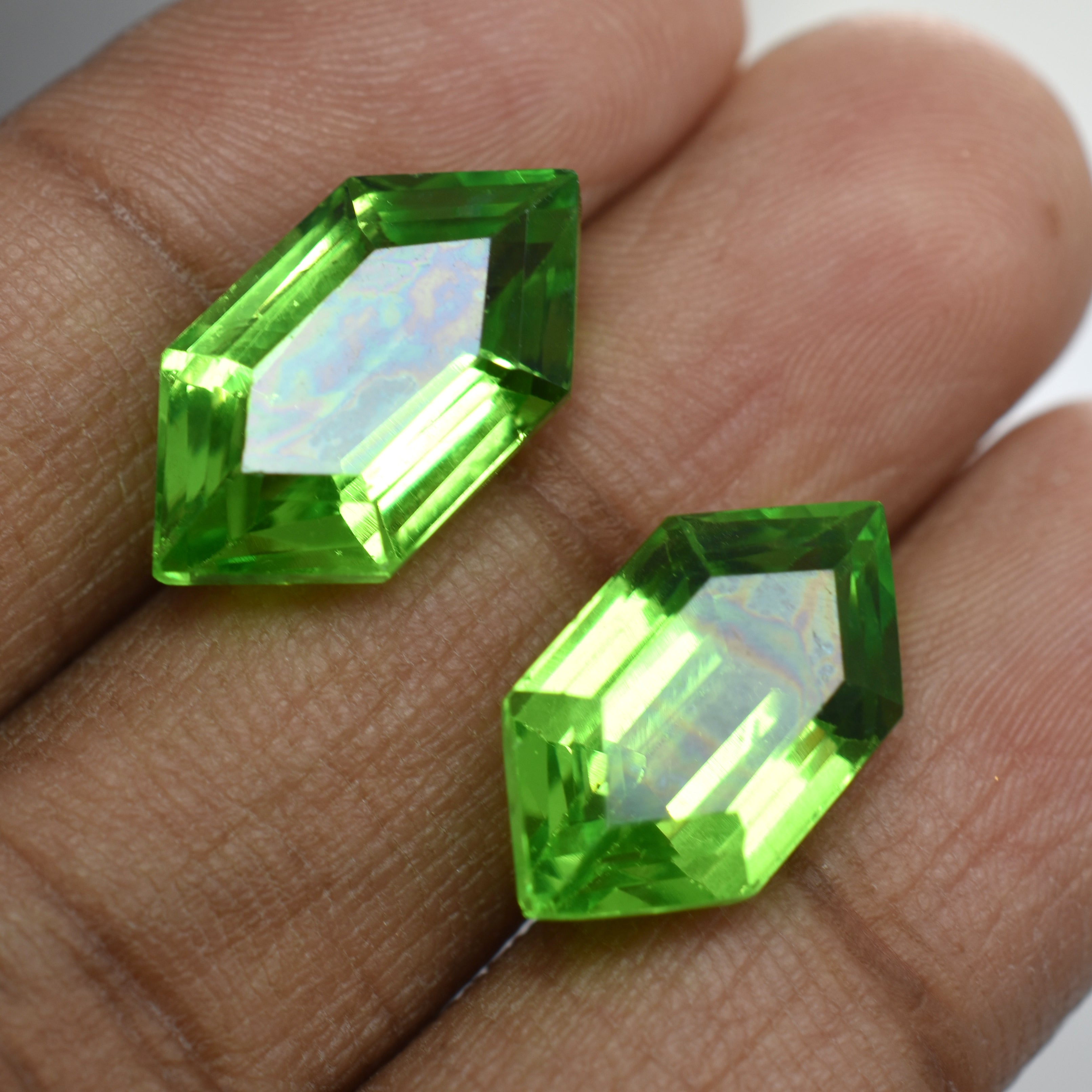 16 Ct CERTIFIED Pair Rare Natural Peridot Fancy Cut Green Loose Gemstone