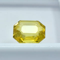 Sapphire Yellow 7.70 Ct Genuine Natural Loose Gemstone CERTIFIED Emerald Cut.