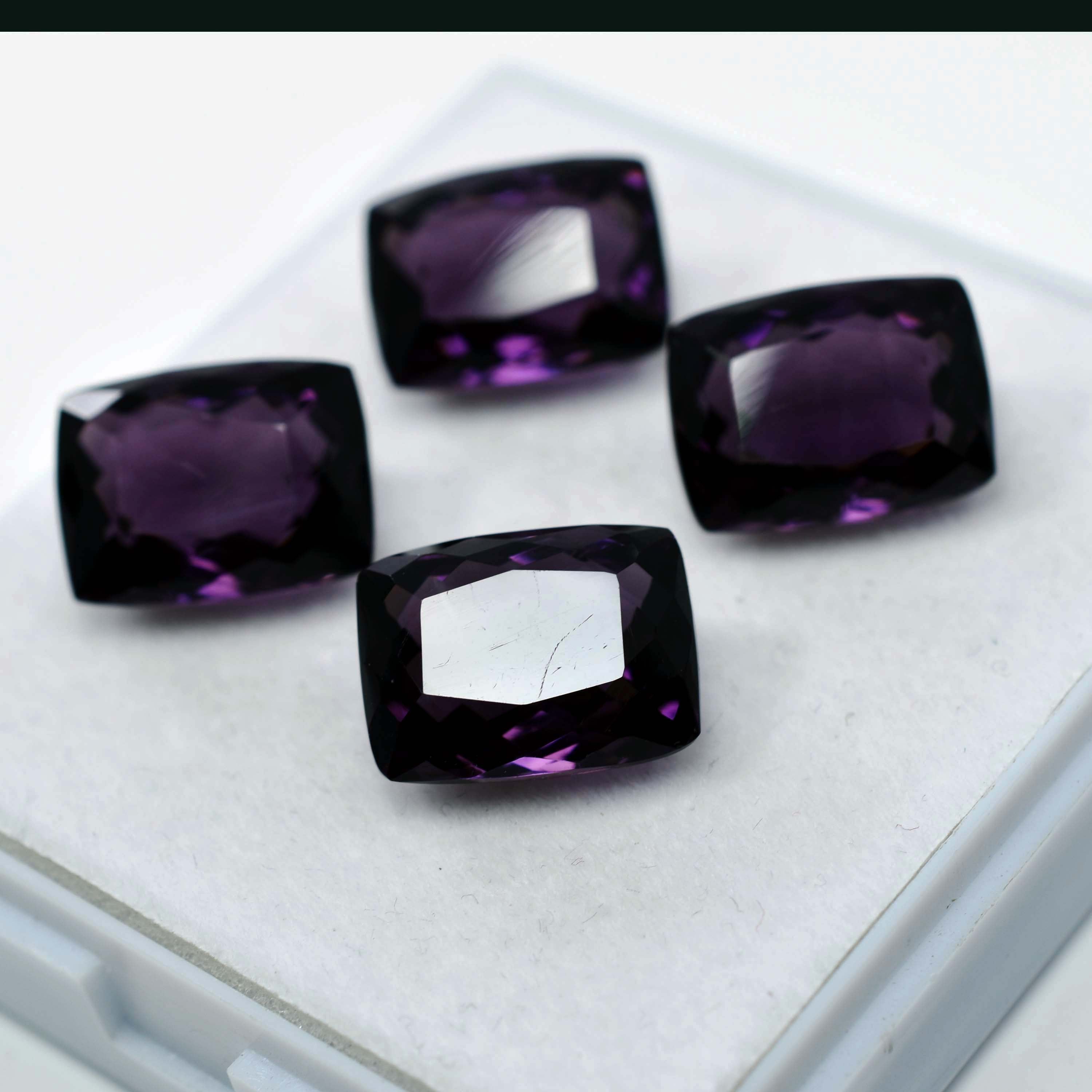 32.10 Natural CERTIFIED Purple Amethyst Cushion Cut Rare Loose Gemstone Lot