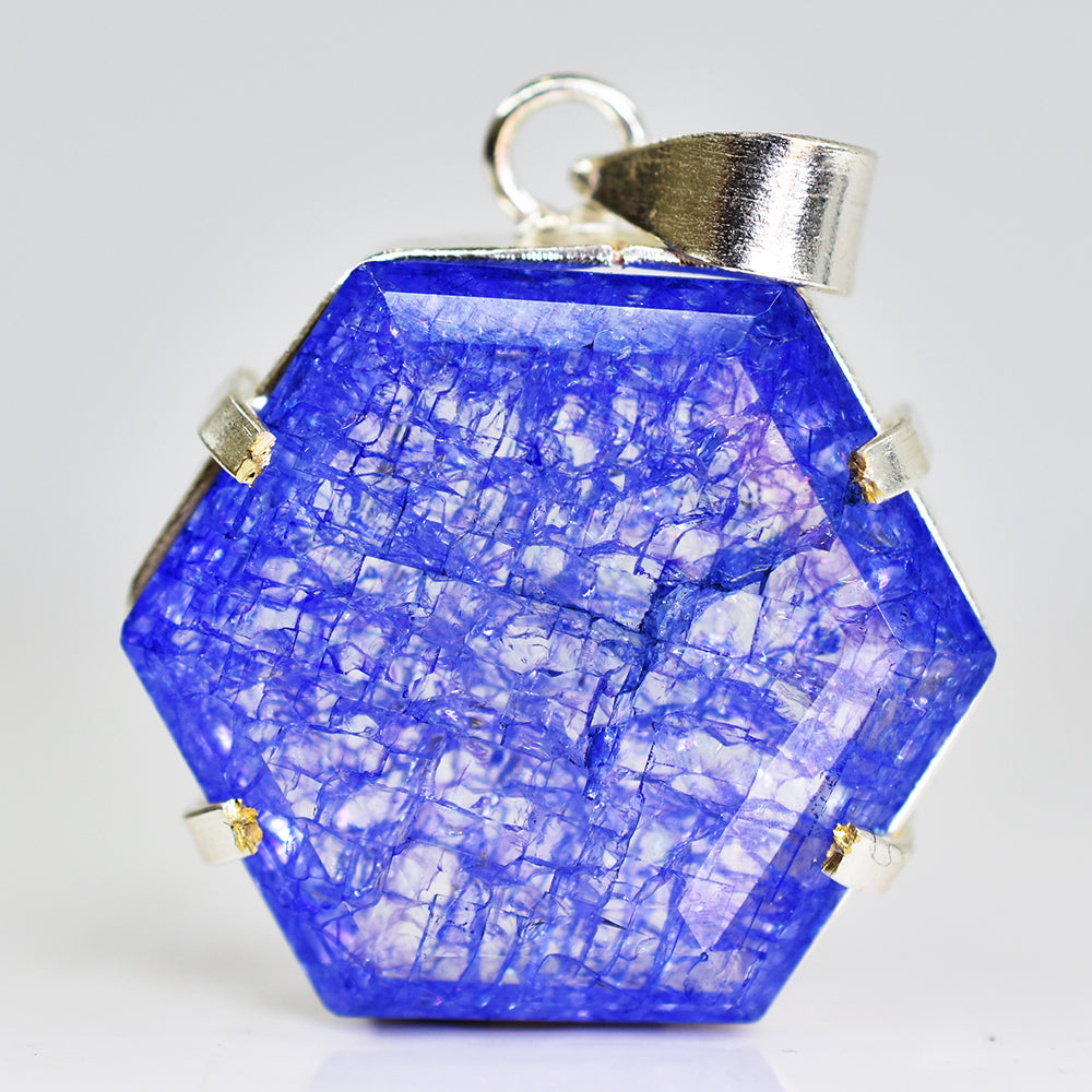 Natural Purple Tanzanite Fancy 70 Ct 925 CERTIFIED Starling Silver Pendant Gems
