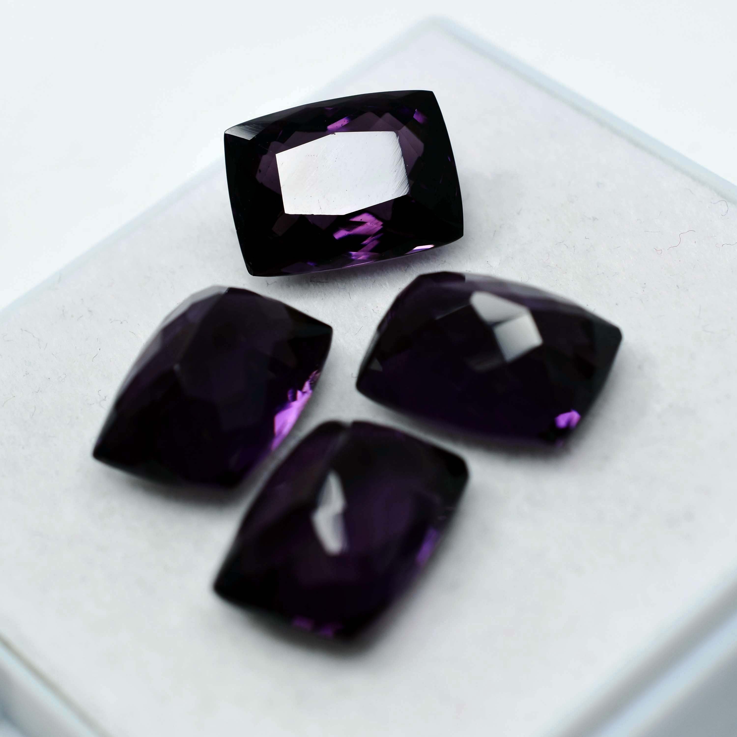 32.10 Natural CERTIFIED Purple Amethyst Cushion Cut Rare Loose Gemstone Lot