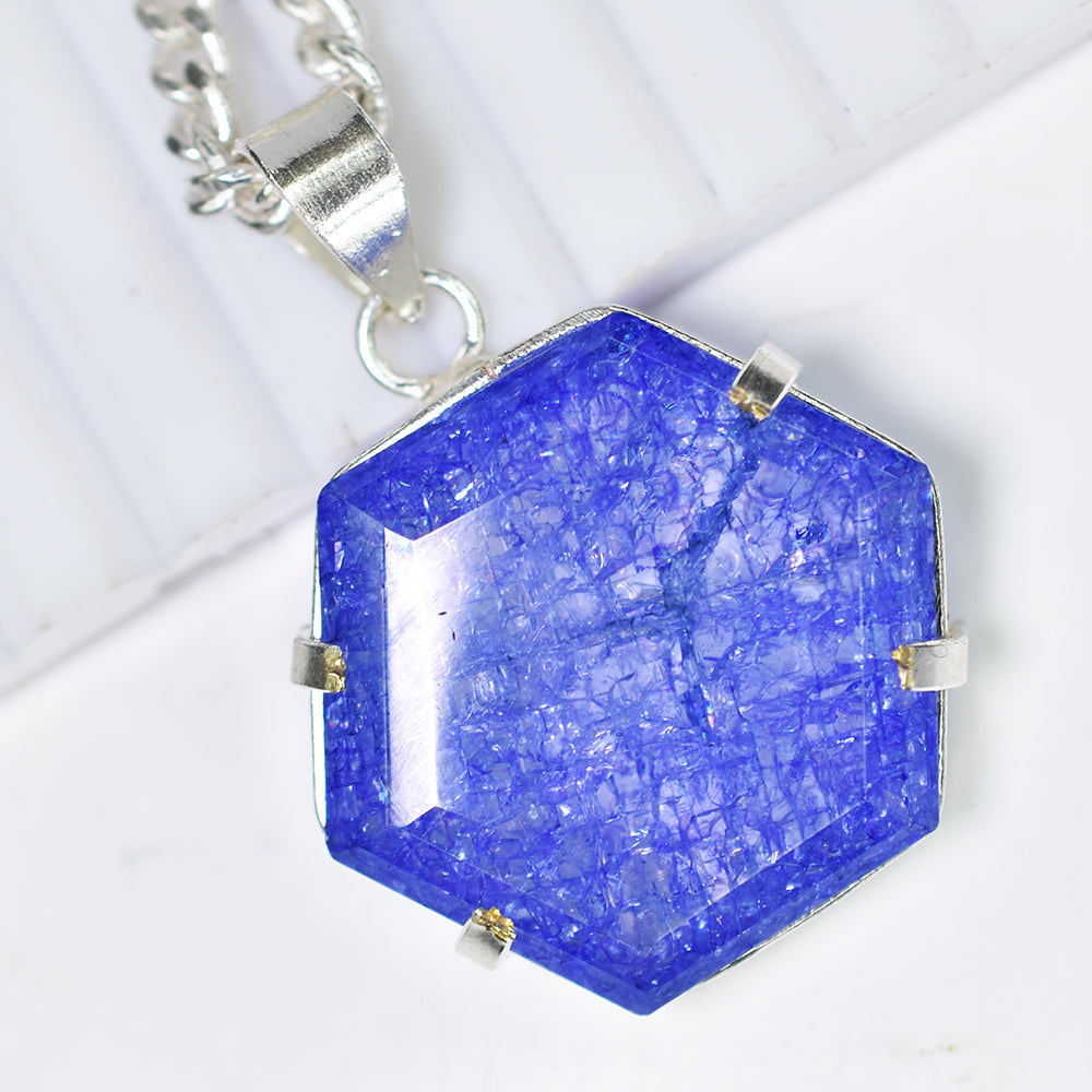 Natural Purple Tanzanite Fancy 70 Ct 925 CERTIFIED Starling Silver Pendant Gems