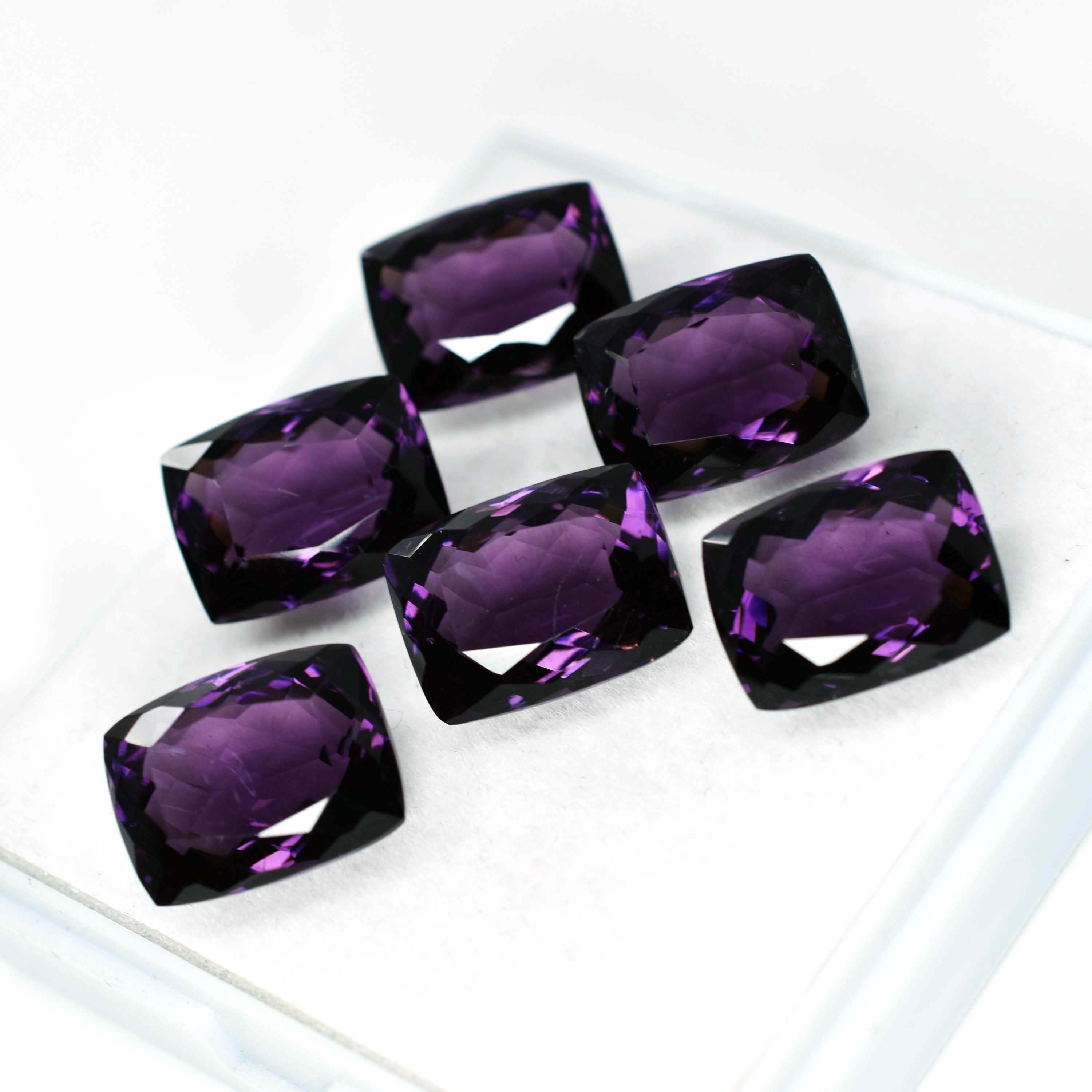 CERTIFIED 48.15 Natural Amethyst Cushion Cut Purple Rare Loose Gemstone Lot