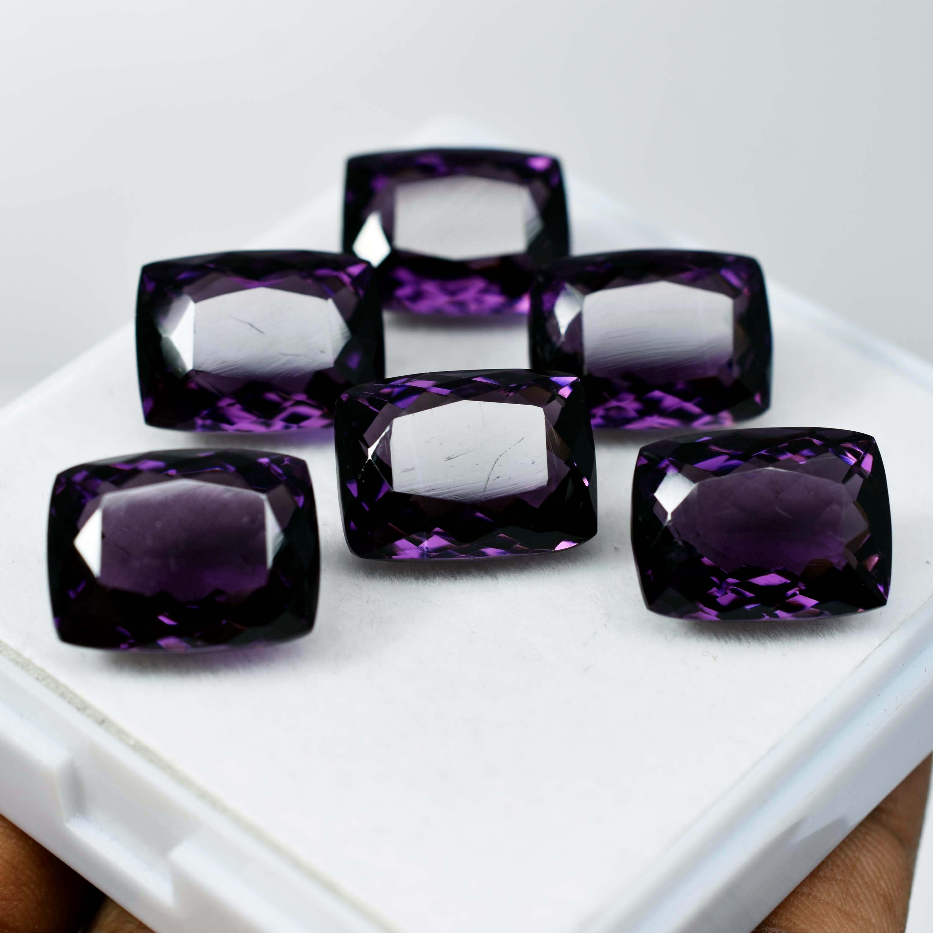 CERTIFIED 48.15 Natural Amethyst Cushion Cut Purple Rare Loose Gemstone Lot