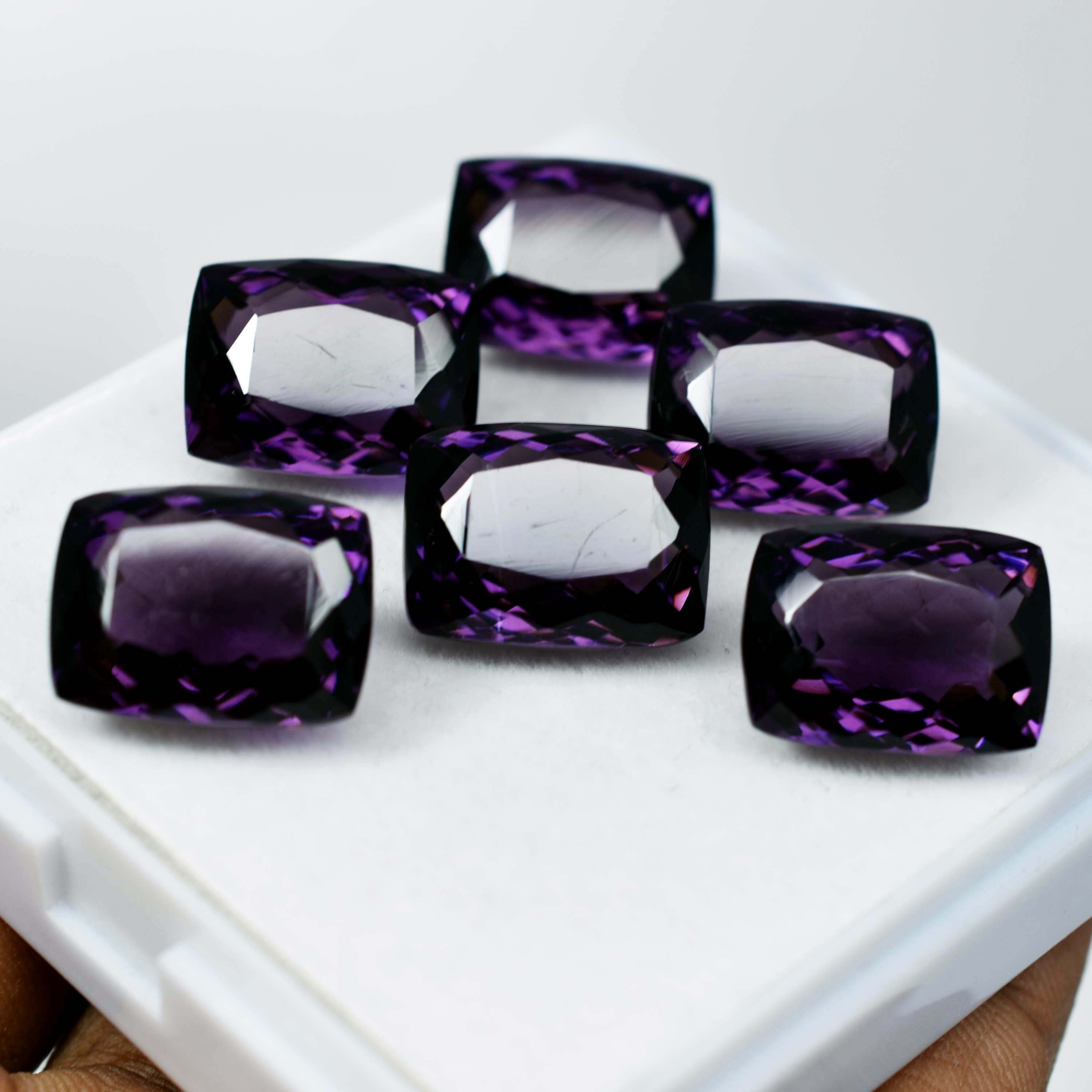 CERTIFIED 48.15 Natural Amethyst Cushion Cut Purple Rare Loose Gemstone Lot