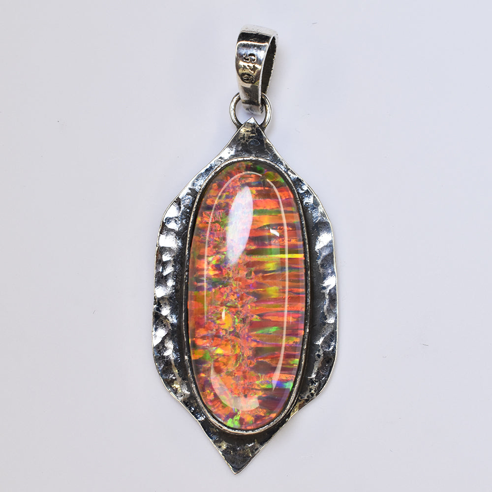 Brazilian 39 Ct Certified NATURAL 925 Sterling Silver Opal Gems Oval Pendant